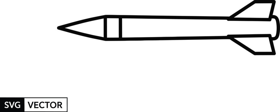 Black line of a rocket, 545 missile line black white