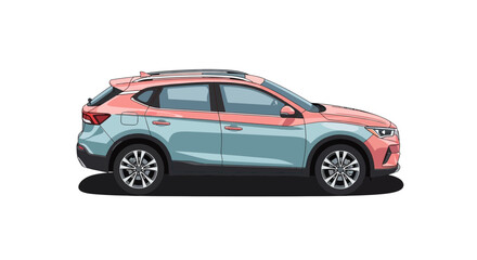Fototapeta premium Modern Crossover SUV, Two-Tone Paint, White Background, Side View