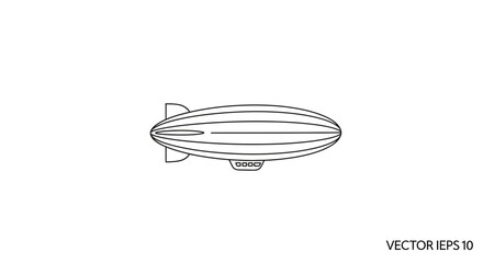 Retro airship vector illustration, zeppelin outline on white background © Azrha