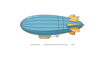 Retro blue airship illustration, vintage zeppelin graphic, blimp transport concept © Azrha