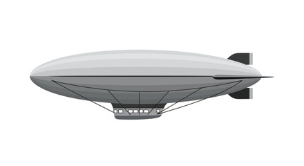 Vintage Airship Illustration - Gray Zeppelin Blimp on White Background © Azrha