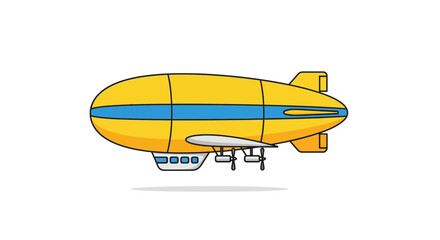 Yellow Airship Blimp Flying with Blue Stripe - Vector Illustration © Azrha