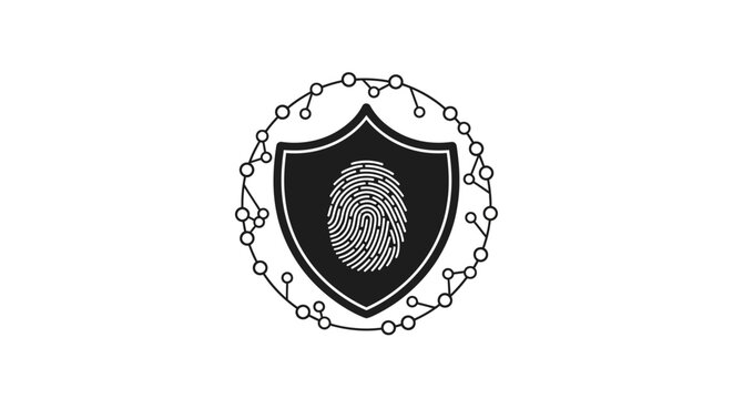 Shield with fingerprint and chain link.