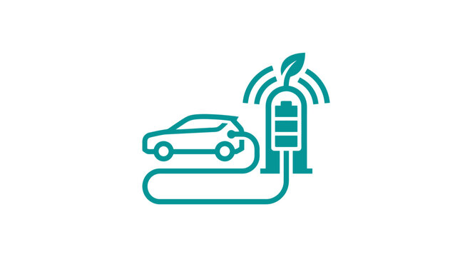 Electric car charging station icon.
