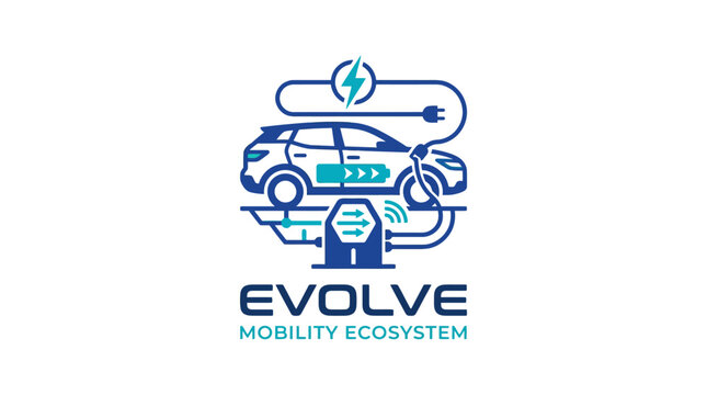 Electric car charging station logo design.