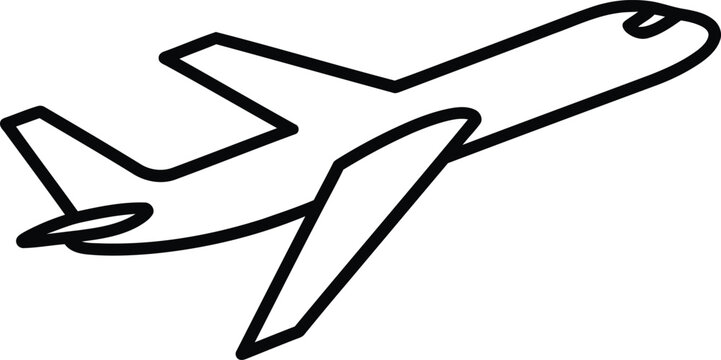 Black line of an airplane in flight, side view aircraft travel