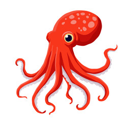 Funny octopus with tentacles. vector illustration. Marine animal from the depths of the ocean, isolated on a white background © Elena