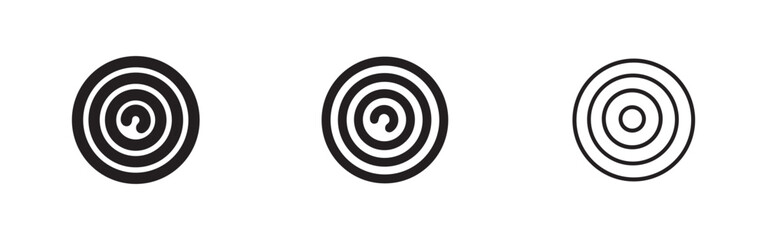Naklejka premium Spiral hypnotic and continuous loop icon set, symbolizing focus, cycle, or infinite motion