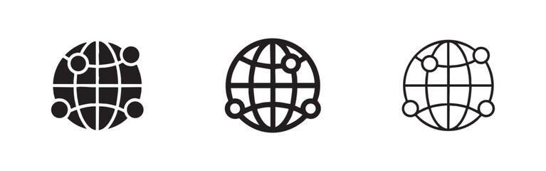 Obraz premium Global Network and Connectivity Icon Set - World Communication Symbol