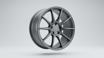 Fototapeta premium Metal alloy wheel rim on clean studio background
