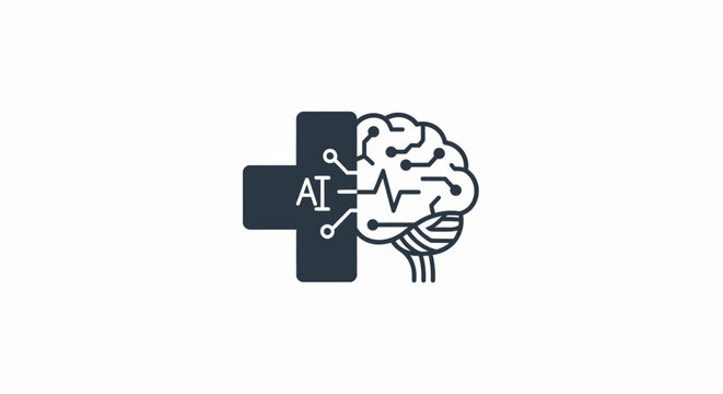 Artificial Intelligence Brain Symbol Logo.