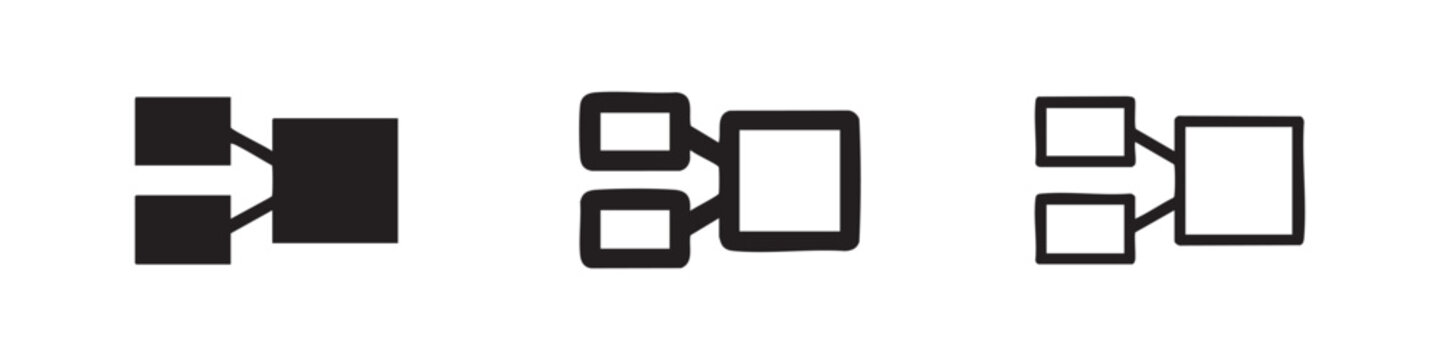 Flowchart diagram icons, data structure and connection