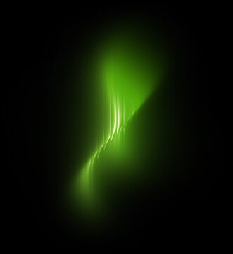 Green glossy tall pinched blob on dark black with bright center glow