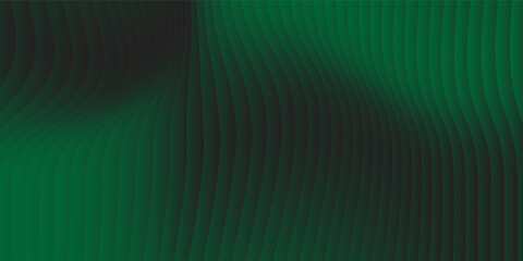 Fototapeta premium Abstract dark green gradient background with vertical wavy lines. Modern geometric vector illustration for eco-technology, business presentations, and corporate web banners