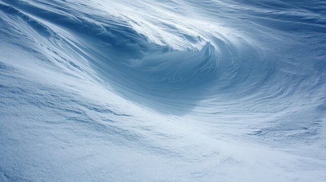 Intricate fractal patterns of windblown snowdrifts creating organic textures in a winter landscape