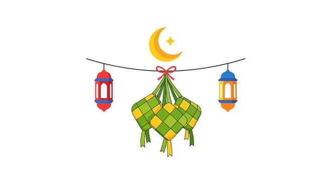 Ramadan lanterns with crescent moon.