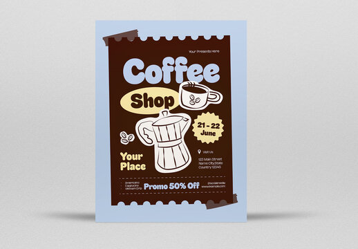 Brown Handrawn Coffee Promo Flyer