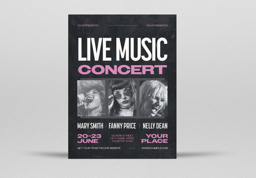 Black and Purple Bold Live Music Flyer