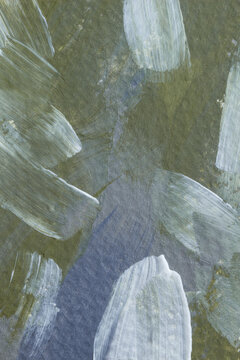 Hand-painted acrylic abstract background in green, gray and blue tones with expressive brush strokes and rich texture. Perfect for modern design, posters, covers, banners, branding and wallpaper.