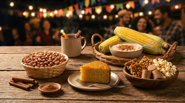 Traditional Food Corn Nuts on Wooden Table