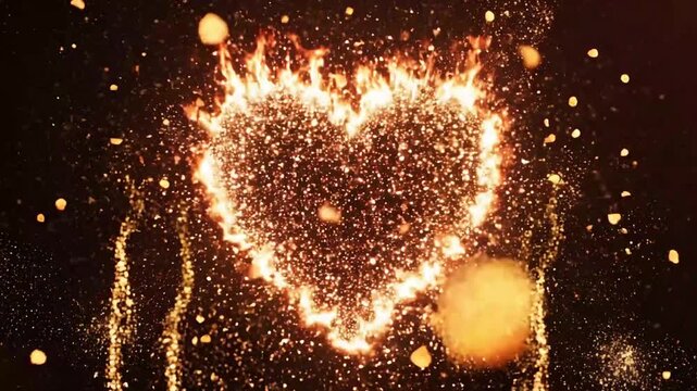 Map of united states on fire with flames and sparks flying everywhere at night video