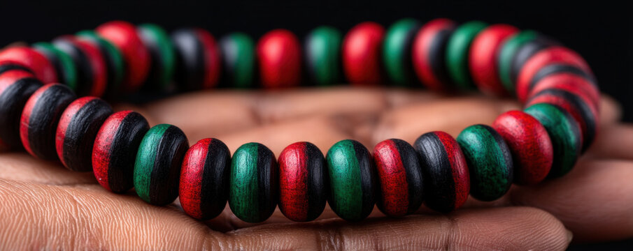 Juneteenth bracelet wooden bead red green black hand