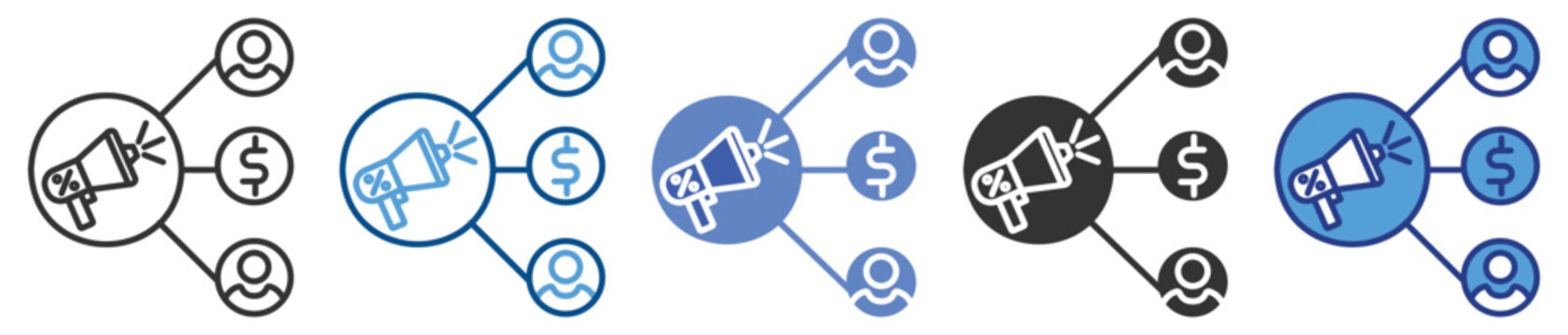 Referral program icon set multiple style collection