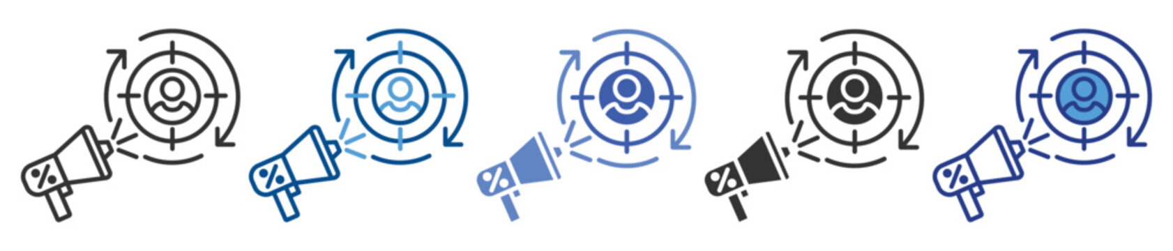 Target audience icon set multiple style collection