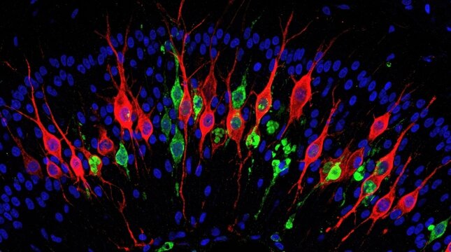 West Nile Virus Neuronal Destruction, Immunofluorescence Brain Section
