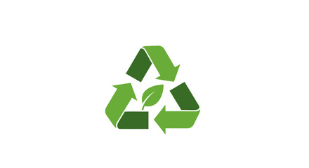 Fototapeta premium Green Recycling Symbol With Leaf.