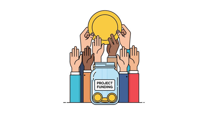 Hands holding a project funding jar.