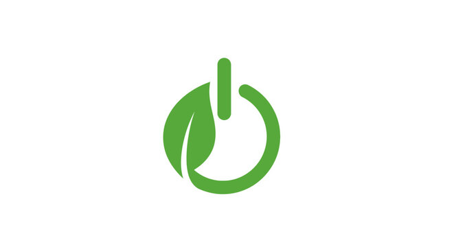 Green power button logo symbol.