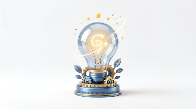 Illuminated light bulb trophy symbolizing innovation and bright ideas