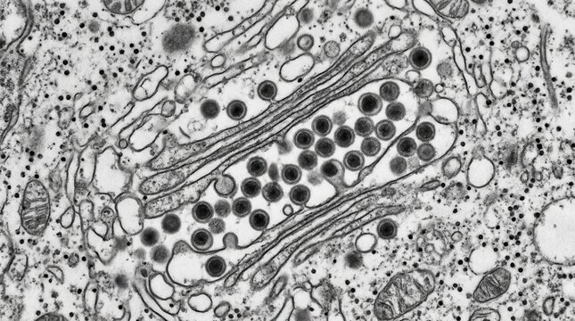 Japanese Encephalitis Virus Replication in Neuron, TEM Golgi