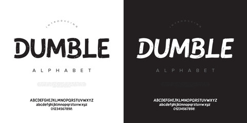 Fototapeta premium Dumble textured dry brush display alphabet font vector illustration for organic rustic product packaging