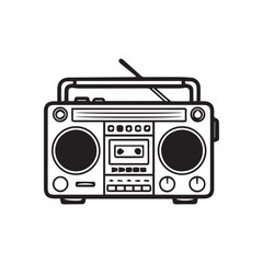Fototapeta premium Retro boombox with cassette player and speakers