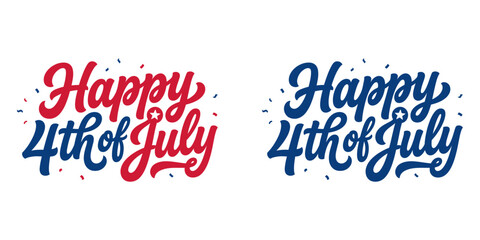 Happy 4th of July hand drawn lettering typography design set for USA Independence Day celebration © DILARA