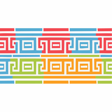 Colorful Greek Key Pattern Border