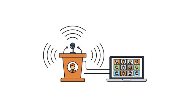Public Speaker At A Lectern Microphone.
