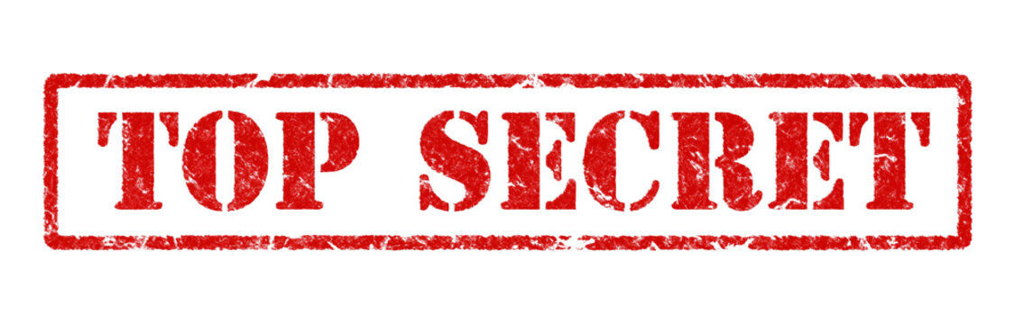 A red top secret stamp on a transparent background with a grungy texture