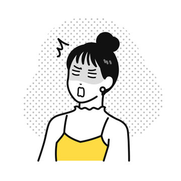 放心状態のまとめ髪の若い女性のシンプルなベクターイラスト素材