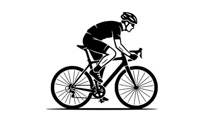 Obraz premium Man riding bicycle silhouette vector outdoor sports illustration