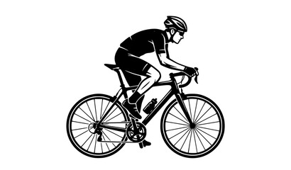 Fototapeta premium Bicycle rider silhouette vector black outdoor activity illustration