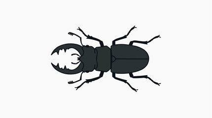 Fototapeta premium Illustration of a black stag beetle with large mandibles on a white background