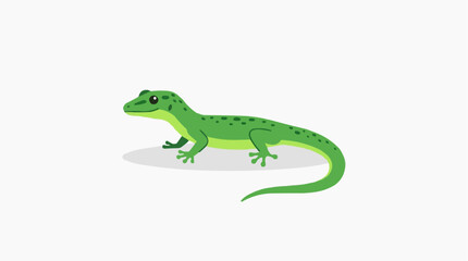 Fototapeta premium Green gecko lizard illustration with spots on a white background