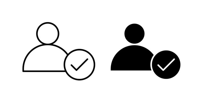 
Attendance icon in outline and solid style, isolated on white background. Perfect for school, office, and event management features in mobile and web design.