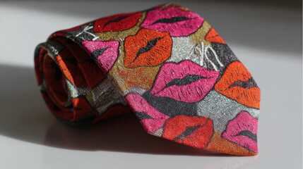 Naklejka premium Valentine kiss print necktie as bold fashion accessory for stylish romantic gift idea perfect present 