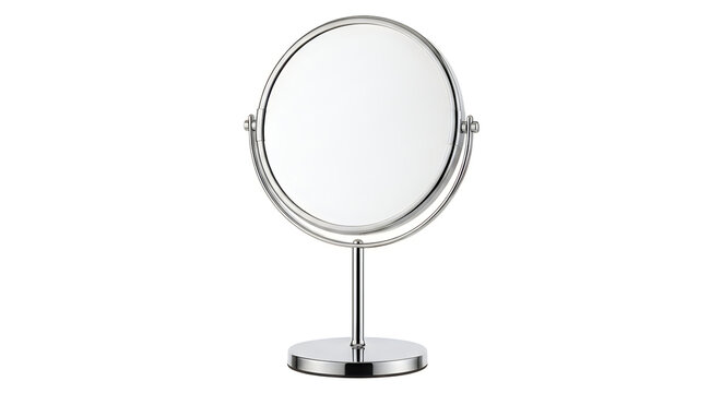 Modern round vanity mirror on stand