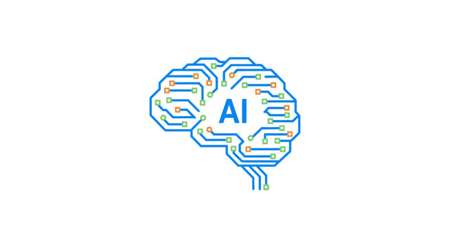 Artificial Intelligence Brain Circuit Logo.