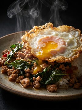 Thai Pad Kra Pao (Stir-fried basil with minced pork).